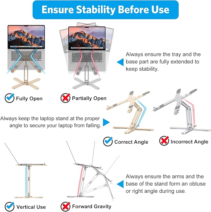 OMOTON 360° Rotating Laptop Stand Riser for Desk, Ergonomic Foldable Computer Stand Adjustable Height Angles for Collaborative Work, Easy Storage Fit Macbooks,All Laptops up to 16 inches, Gold
