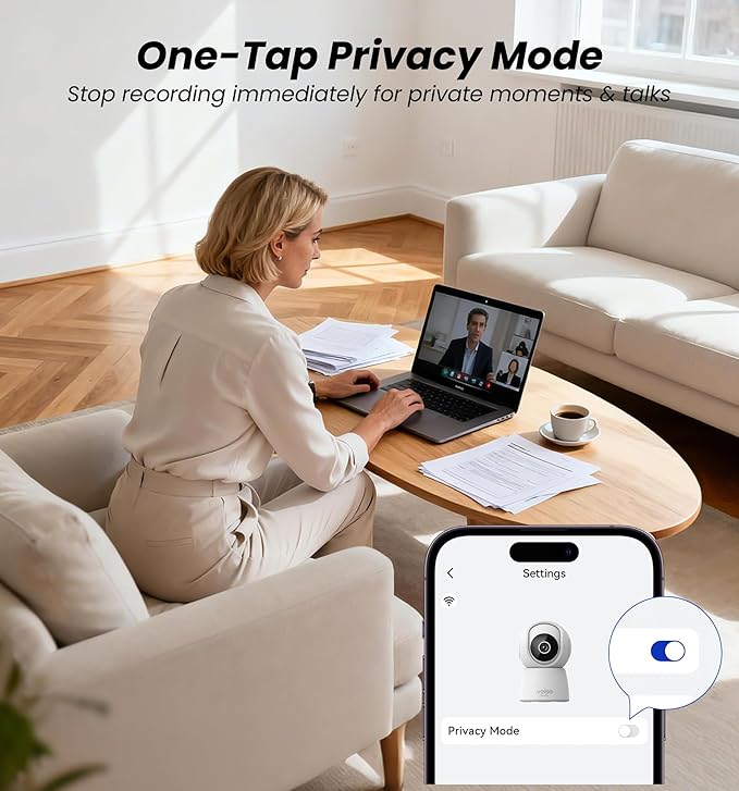 Veise 2K Indoor Camera for Home Security, 360° Wireless WiFi Pet & Baby Monitor with Phone App, AI Motion Detection, 2-Way Audio, Night Vision, SD/Cloud Storage, Works with Alexa & Google Home, 2.4GHz