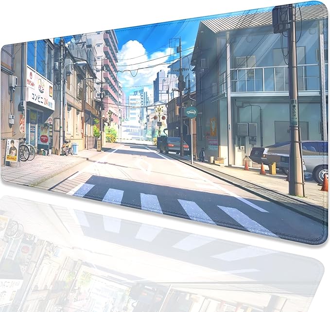 Anime Tokyo Street Japanese Mouse Pad,Large Extended Gaming Mouse Mat with Stitched Edges,Non-Slip Waterproof Rubber Base Desk Mat for Office Work Home Games Desk Pad(27.5X11.8 in)