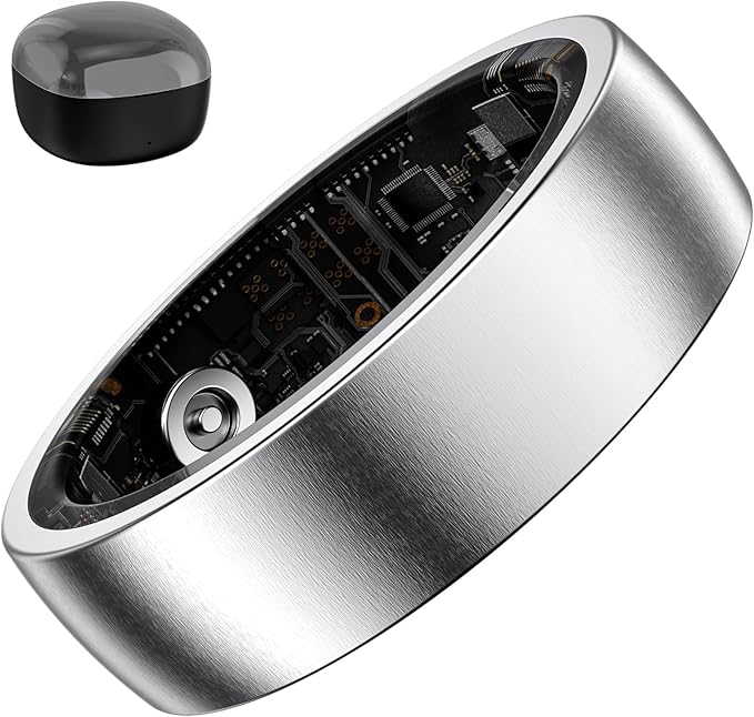 Smart Ring Health Tracker for Women, Fitness Ring Sleep Tracker, Fast Charging for Long-Lasting Use, Pedometer Exercise, Monitor Sleep, SpO2f (Silver 12)