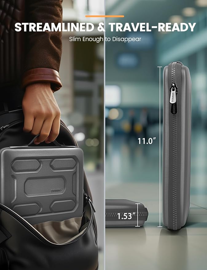 DOMISO 14 inch Laptop Sleeve with Handle Shockproof Computer Bag Waterproof EVA Protective Carrying Case for 14" ThinkPad E480/Yoga 920/13.5" Microsoft Surface Book/HP Pavilion 14 Stream 14, Dark Grey