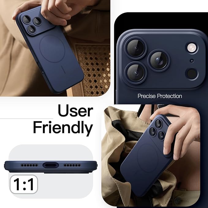 JETech Magnetic Slim Case for iPhone 17 Pro Max 6.9-Inch, Compatible with MagSafe, Ultra-Thin Lightweight Minimalist Phone Cover with Matte Finish and Full Camera Lens Protection (Dark Blue)