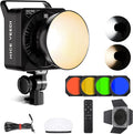 NiceVeedi 125W RGB Professional Cob Video Light with Bowens Mount, 3000K-10000K Studio Light with IR Remote Control, CRI 97+, 9 Effects Continuous Lighting for Video Recording/Photography/Filmmaking