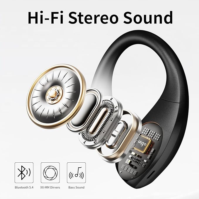 GALAAL Wireless Running Earbuds Bluetooth Headphones,Lightweight Earbuds with Ear Hooks,Bluetooth5.4 Wireless Earphones,25H Playtime, IPX4 Waterproof Running Headphones for Gym(Black)