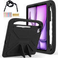 Cute Kids Case for iPad Air 13" M4 M3 M2 2026 2025 2024/ Pro 13 Inch M5 M4 Cover 2025 2024, iPad Pro 12.9 Case 2022/2021/2020/20218, Soft EVA Handle Cover with Shoulder Strap Stand, Black