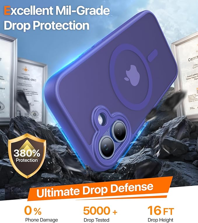 Magnetic for iPhone 17 Case,[Anti-Slip][Compatible with MagSafe][Military Grade Drop Protection] Shockproof Protective Translucent Matte Phone Case for iPhone 17 Case,Cobalt Blue