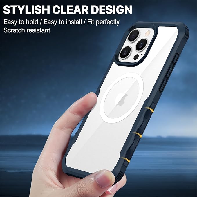 CENHUFO Magnetic Privacy for iPhone 16 Pro Case [Compatible with Magsafe] Full Body Phone Case Built-in 9H Tempered Glass Privacy Screen Protector and Camera Lens Cover, Shockproof Bumper - Blue
