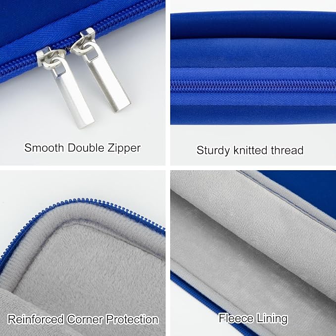 Laptop Sleeve Case with Zipper Accessory Pocket Compatible with 15.6 inches HP Dell Asus Lenovo Padded Computer Pouch Cover Shockproof Protective for 15.6” Laptop/Chromebook/Tablet,Blue