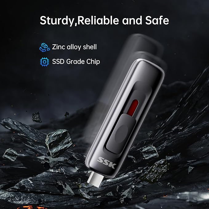 SSK USB Drive 128GB,up to 560 MB/s Read Speed Pendrive,Fast Memory Stick with Sliding Dual USB 3.2 Gen 2 FlashDrive Type-c +A?External SSD Thumb-Drive for iPhone 15/16/17/Android/Windows/Tablet/TV