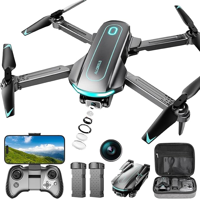 Drone with Camera for Adults and Beginners, 1080P HD FPV Foldable Mini Drones for Kids, 2 Batteries, Carrying Case, Trajectory Flight, Gravity Control, One-Key Takeoff/Landing, 360° Flip, Gift for Boy
