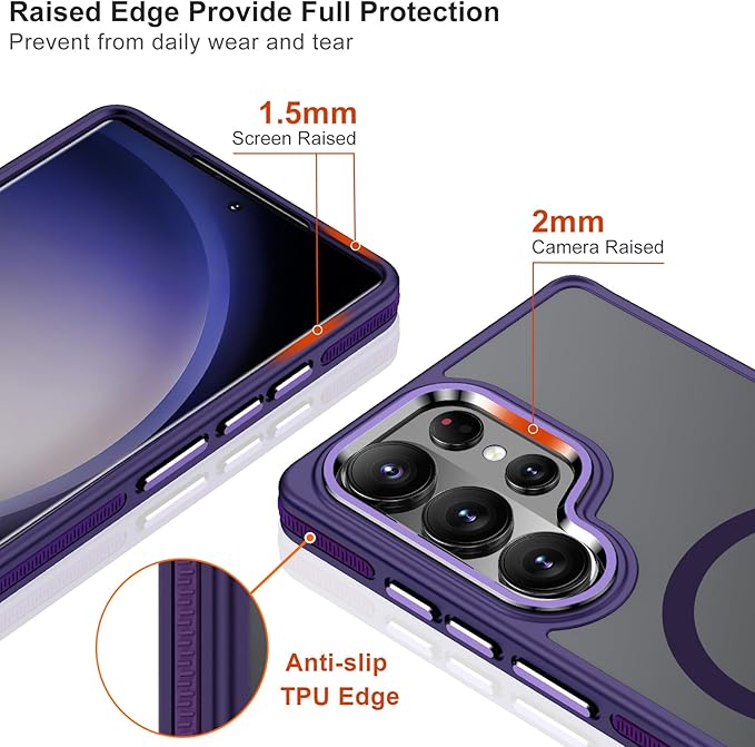 MALEWOLF Case for Samsung Galaxy S26 Ultra, Translucent Matte Cover Compatible with Magsafe, Military Grade Drop Resistant, Color Hybrid Non-Slip Phone Case for Galaxy S26 Ultra (Dark Purple)