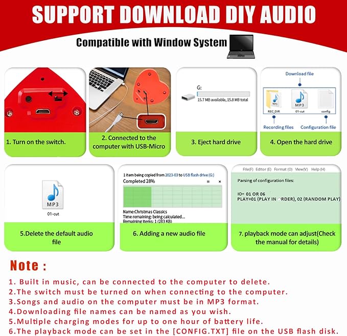 Voice Recorder, XLW 16min USB Downloadable, Recordable Sound Chips Module for Stuffed Animals,Personal Voice Message for Mother's Day Christmas Plush Toy, DIY Creative Presents for Boys, Girls-2P.
