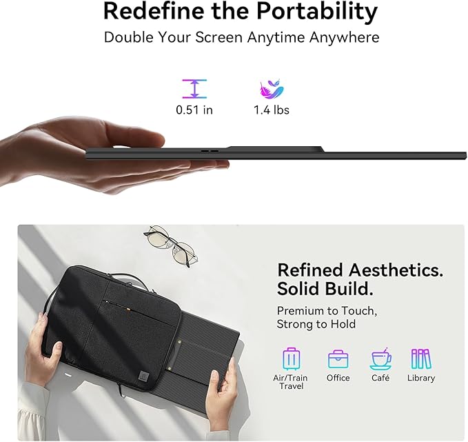 Blackview 16" Laptop Screen Extender, 360° Rotating Detachable Magnetic Stand, FHD 1200P IPS Portable Monitor for Laptop, True Plug & Play for Business Travel, Support Windows/Mac/Android/VESA
