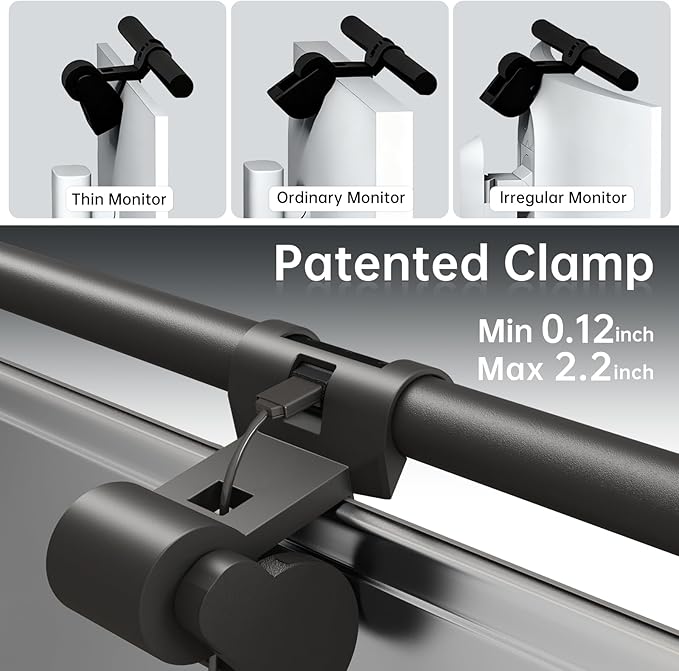 Monitor Light Bar (Black) - Ultrawide Lighting, Motion Sensor, Adjustable Brightness/Color Temperature,Eye-Care USB Monitor Lamp, No Glare,Monitor Accessory