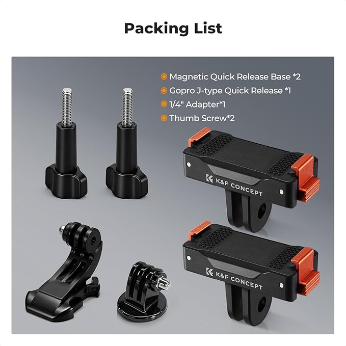 K&F CONCEPT 2 Pack Magnetic Adapter Mount for DJI Osmo Nano/Osmo Action 6, Quick Release Extension Base Bracket with 1/4" Adapter/Quick-Release Buckle for Tripod, Action Camera Vlogging Accessories
