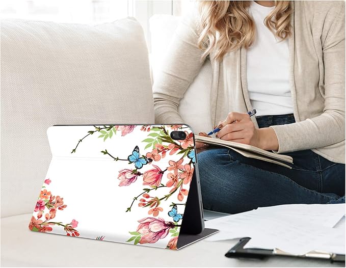 Case for iPad Air 11-Inch (M4/M3/M2) 2026/2025/2024, Case for iPad Air 5th/Air 4th Generation 10.9 Inch 2022/2020 Multi-Angle View Adjustable Stand Shockproof Auto Wake/Sleep, Flowers Hummingbird