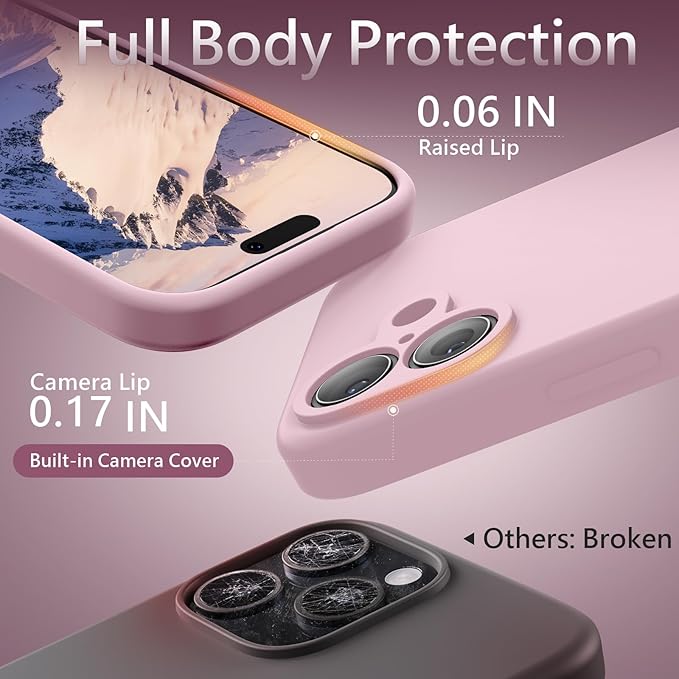 FireNova Magnetic for iPhone 17 Case, Compatible with MagSafe, [Integrated Silicone Camera Control Button] [Camera Protection] Anti-Scratch Microfiber Lining Phone Case, 6.3", Chalk Pink