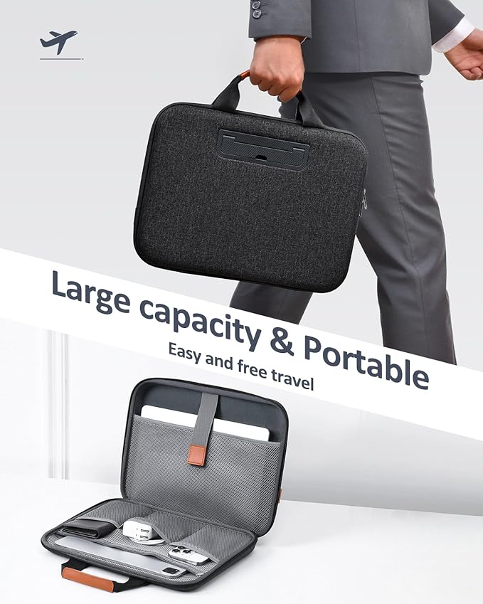 Hard Laptop Case 14 Inch for HP Dell Lenovo ASUS Acer - 2 in 1 Laptop Sleeve & Lap Desk with Stopper and Book Clip, Shockproof Waterproof 15.3 MackBook Air M3 M2 Case - Black