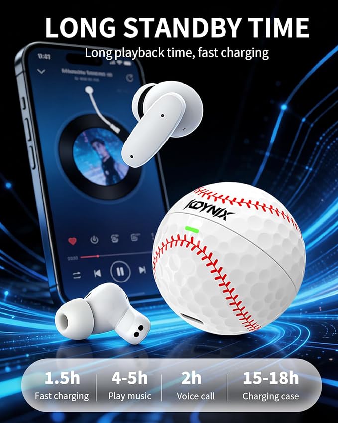 True Wireless Earbuds, Bluetooth 5.4 Headphones with Dual ENC ANC Noise Canceling, 13mm Drivers for Deep Bass Stereo, IPX7 Waterproof, 18H Playtime, USB-C Charging Case for iPhone Android