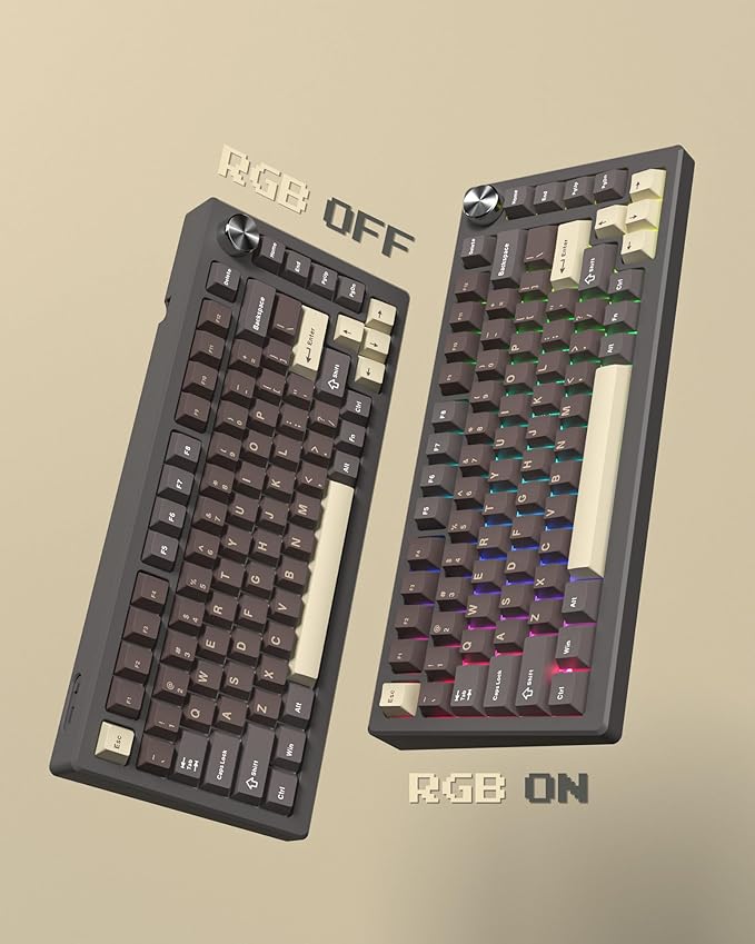 Double Shot PBT Keycaps Set 130 Keys, Cherry Profile Custom Keycaps 60 65 75 100 Percent for 61/64/68/84/87/100/104/108 Retro Gaming Mechanical Keyboard, Brown Coffee
