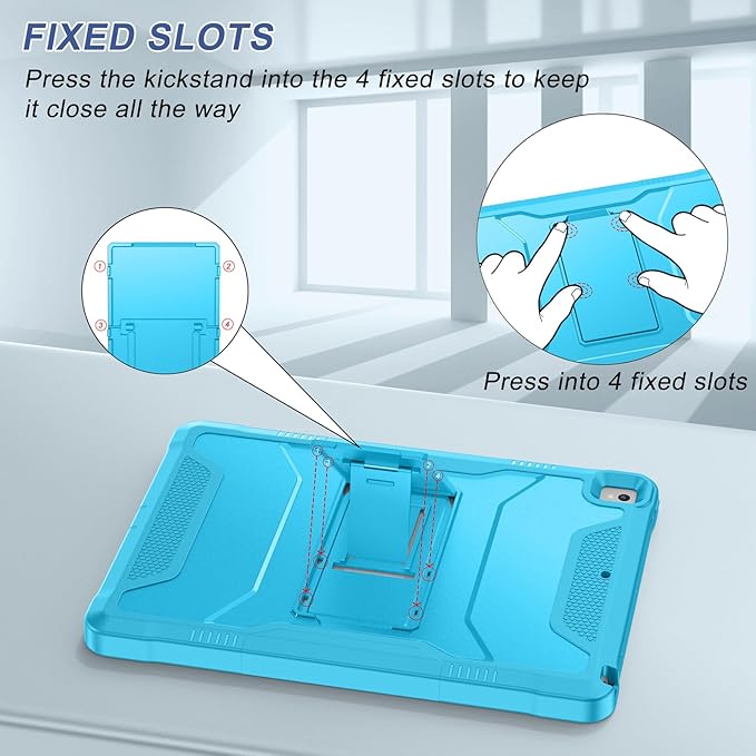Soke Case for iPad 6th/5th Generation 9.7 Inch 2018/2017,with Built-in Screen Protector and Kickstand, Rugged Full-Body Heavy Duty Protective Cover for Apple iPad Air 2 /Pro 9.7 - Cyan Blue