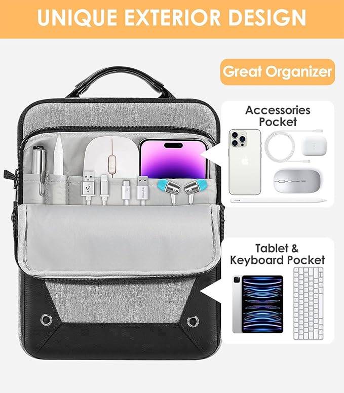 MoKo 9-11 Inch Tablet Sleeve Bag 360° Protetive Carrying Case Compatible with iPad 10th 10.9, iPad Air 5/4th 10.9, iPad 9/8th 10.2, iPad Pro 11, Tab S8/S9 11, with Handle and Shoulder Strap, Gray