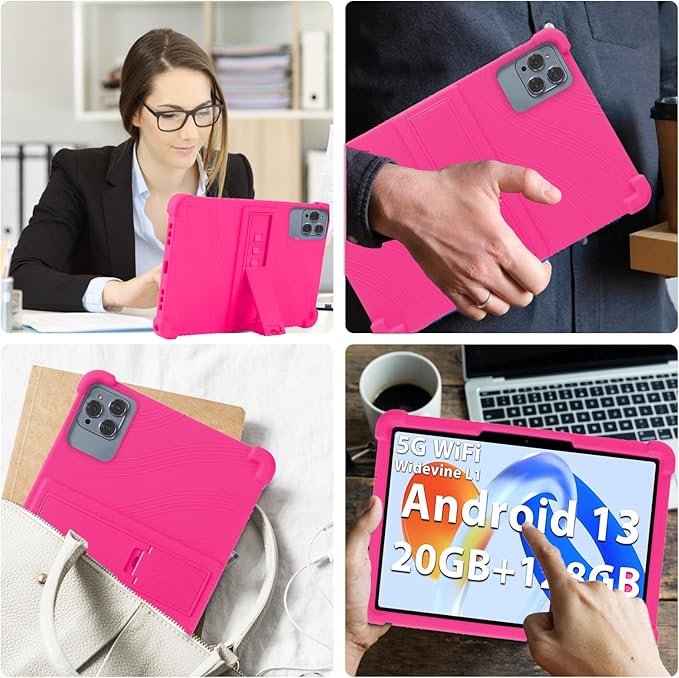 ATOOZ for ROWT 10.1 inch Tablet Case,Soft Silicone Case for ROWT A10/SVITOO Tab 10/Aiprotablet C20e/ZONKO D115/MB1001 10.1 inch Tablet with Stand (Rose Red)