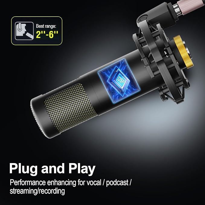 Podcast Equipment Bundle for 2, with XLR Dynamic Microphone, TF card, 5RGB,Surround Sound,Suitable for Live Streaming/TikTok/YouTube, Compatible with iOS,Android,PC,Camera RS2
