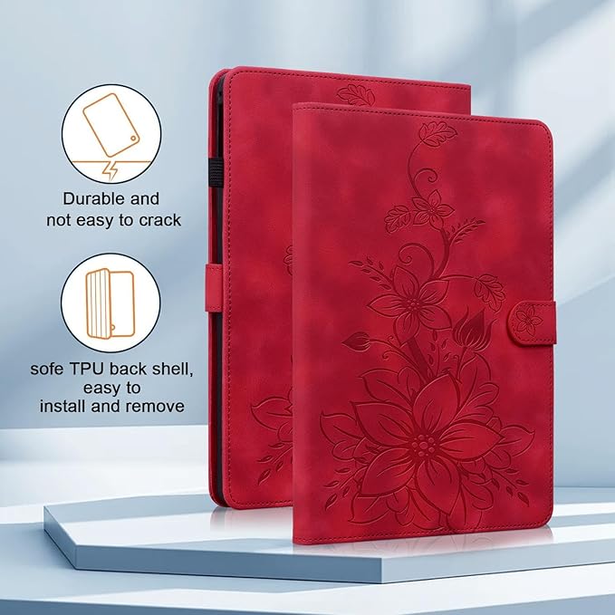 Case for iPad Air 3rd Generation 2019 / iPad Pro 10.5 Inch 2017, Auto Wake/Sleep Supports Pencil Holder Magnetic Clasp Stand Cover, Red