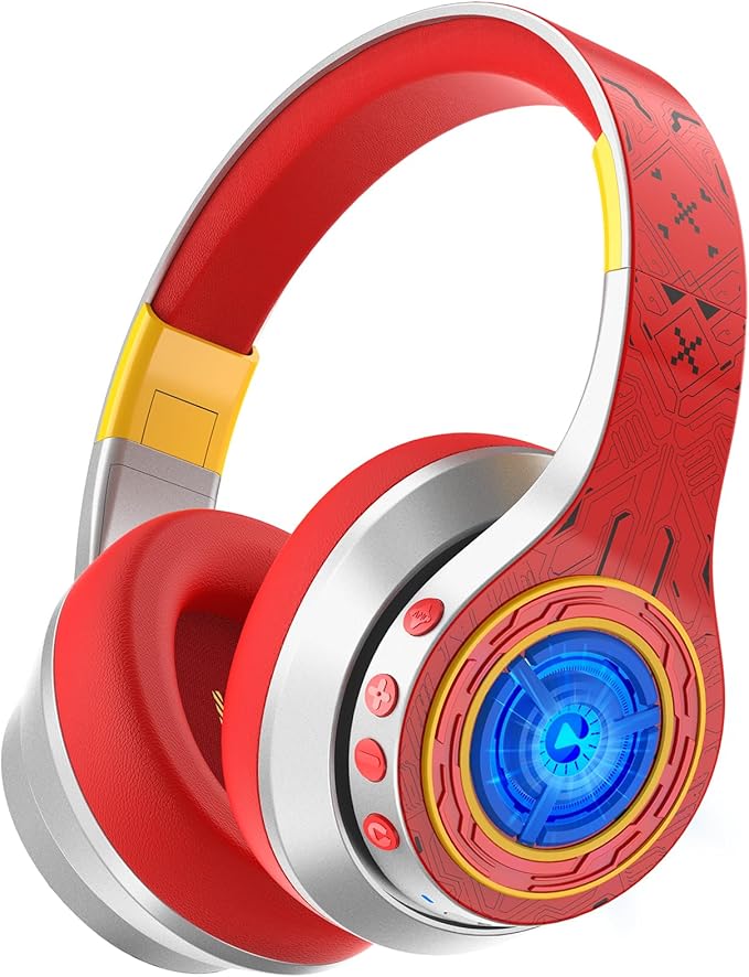 iClever Auraa Active Noise Cancelling Headphones for Kids, LED Light Up, Bluetooth 6.0, Type C Fast Charging, Safe Volume 80dBA, 47H Play Time, Kids Headphones Wireless for Travel iPad Tablet, Sliver