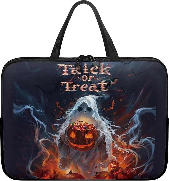 13 Inch Halloween Scary Ghost Laptop Sleeve, Protective Laptop Case Tote Bag for Halloween Decor, Computer Cover with Zipper Men Women Handbag Tablet Carrying Case for Business/School