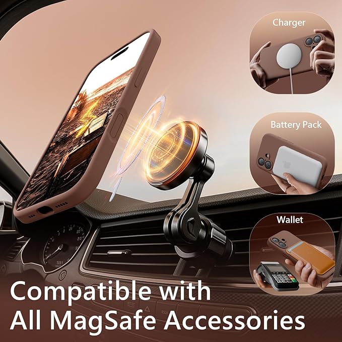 FireNova Magnetic for iPhone 17 Case, Compatible with MagSafe, [Integrated Silicone Camera Control Button] [Camera Protection] Anti-Scratch Microfiber Lining Phone Case, 6.3", Light Brown