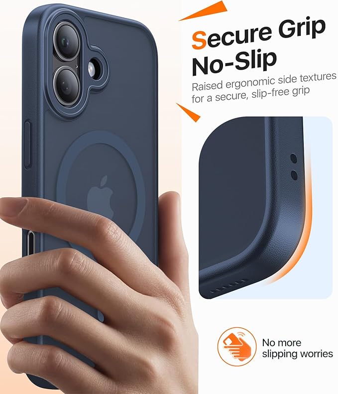 Magnetic for iPhone 17 Case,[Anti-Slip][Compatible with MagSafe][Military Grade Drop Protection] Shockproof Protective Translucent Matte Phone Case for iPhone 17 Case,Midnight Blue