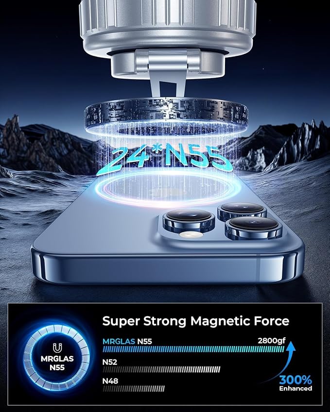 MRGLAS 2026 Upgraded 360° Rotation Vacuum Magnetic Phone Holder Stand,for Magsafe Suction Cup Phone Mount [109+LBS Strongest Suction & Magnetic] Adjustable Swivel Lock, for Your Car/Gym/Mirror/Kitchen