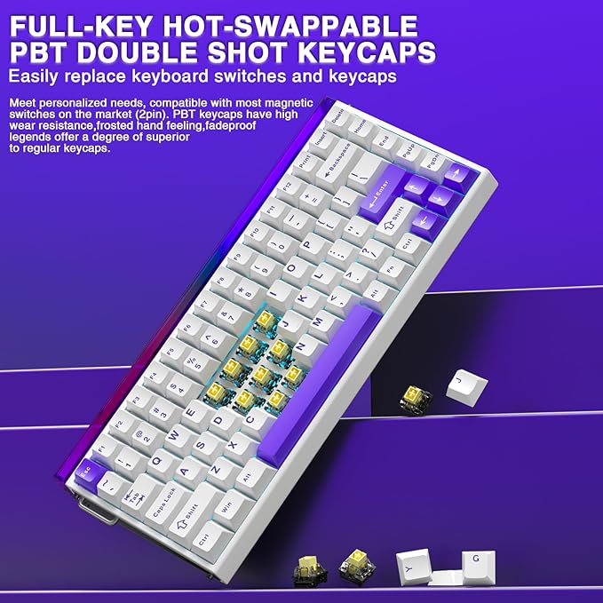 Aula Hero 84 HE - 75% Mechanical Gaming Keyboard Wired, Magnetic Switches Hot Swappable Hall Effect Keyboard, Rapid Trigger Mode 8000Hz Polling Rate, RGB Neon Light Box, Gamers Keyboards for PC/Mac