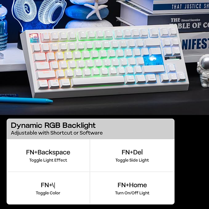 EPOMAKER G84 HE Wireless Hall Effect Keyboard, 8K Polling & 8000mAh, SOCD & DKS, Gaming Keyboard with Fast Trigger & Adjustable Actuation, RGB Backlit, PBT Keycap, Hot-Swap, for Win/Mac (White)