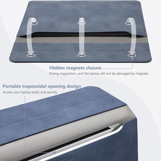 HYZUO 13 Inch Laptop Case Sleeve with Stand for 2026-2018 MacBook Air 13 M5 M4 M3 M2 M1, 2026 13" MacBook Neo, 2026-2016 MacBook Pro 13 M2 M1, iPad Pro/Air 13, Surface Pro 12-3, XPS 13, Haze Blue