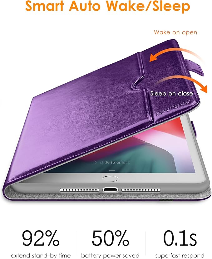 DTTO for iPad 9.7 Inch 5th/6th Generation 2018/2017 Case with Apple Pencil Holder, Premium Leather Folio Stand Cover Case for Apple iPad 9.7 inch, Also Fit iPad Pro 9.7/Air 2/Air - Dark Purple
