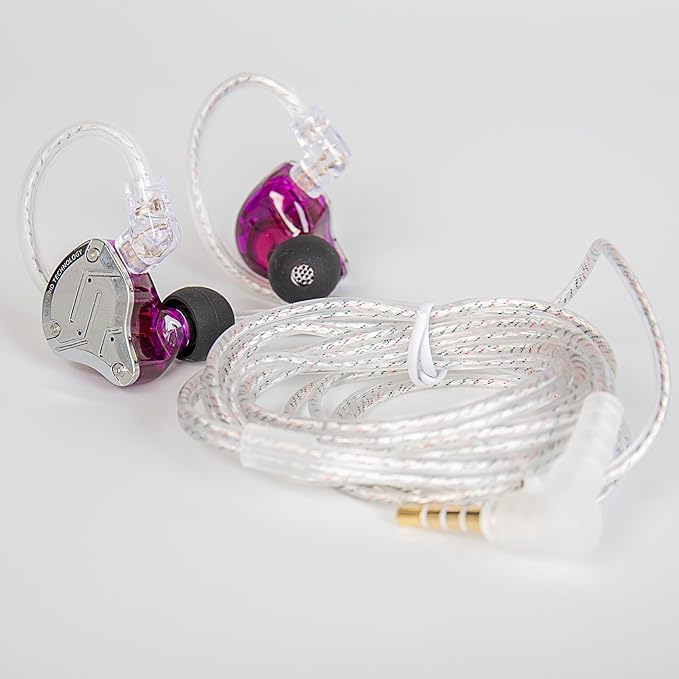 KZ ZS10 PRO in Ear Monitor Headphones, 4BA+1DD 5 Hybrid Driver Gaming Earbuds Wired Earphones, HiFi Clarity Sound Immersive Bass IEMs for Gaming Musicians Singers Audiophile (Purple with Microphone)