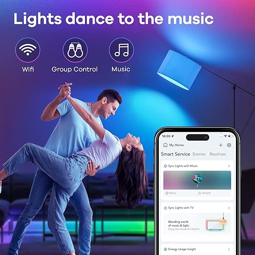 Linkind Matter Smart RGBTW Bulb, Color Changing Light Bulbs Music Sync, Bundle with Linkind Matter Smart Plug, Work with Apple Home, Siri, Alexa, Google Home, SmartThings
