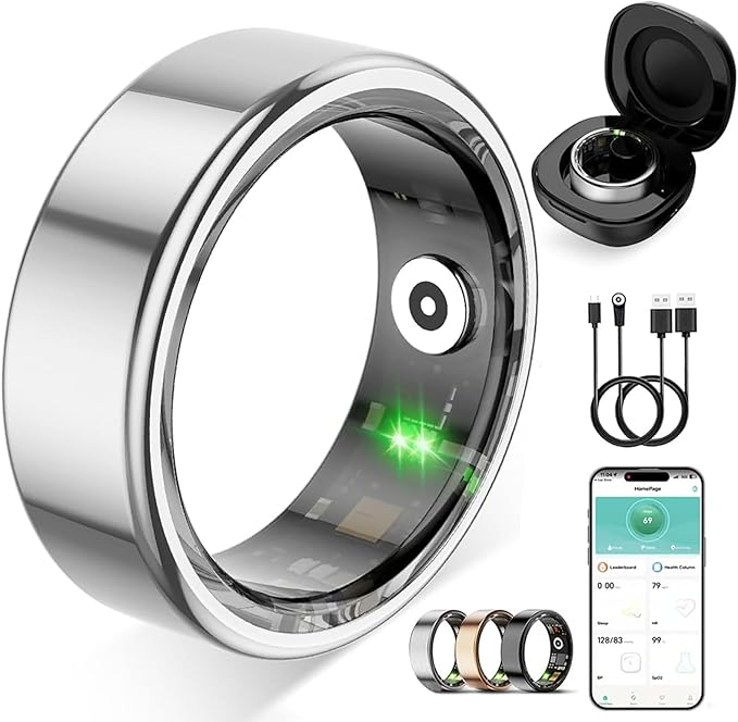 Smart Ring for Women Men,No Subscription Fee,Fitness Tracker Ring with Heart Rate, Sleep Monitoring, Blood Oxygen, Step Counting for iOS and Android, Waterproof(Silver, 11)