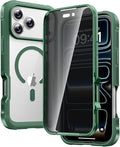 Diaclara Magnetic Designed for iPhone 17 Pro Max Case Full Body Bumper,[Compatible with MagSafe] Military Drop Proof Cover with Built-in Privacy Screen Protector,Green