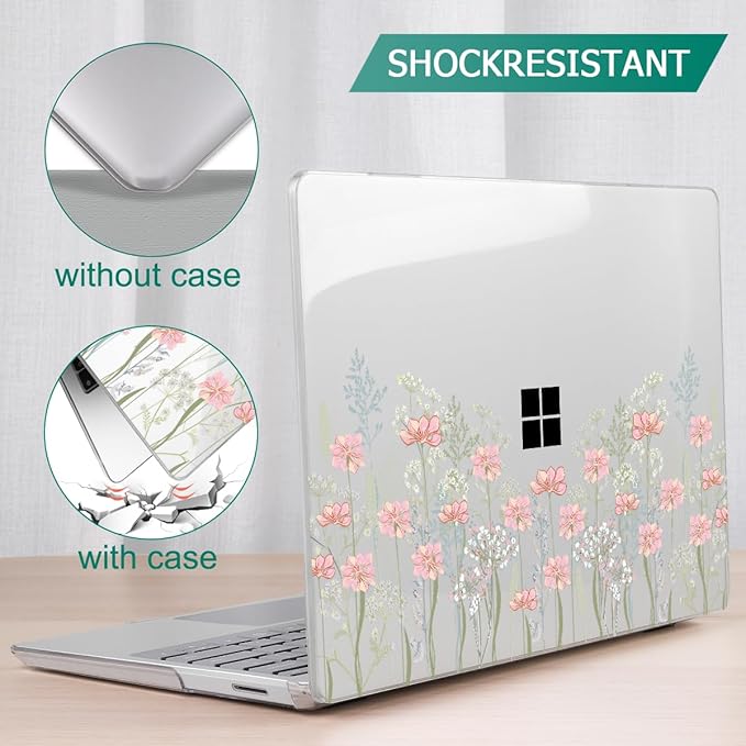 Case for 13.5" Microsoft Surface Laptop 5/4/3 with Metal Palm Rest ONLY 2019-2022 Release Models:1868/1951, Plastic Hard Shell Case with Keyboard Cover & Screen Protector, Floral C322
