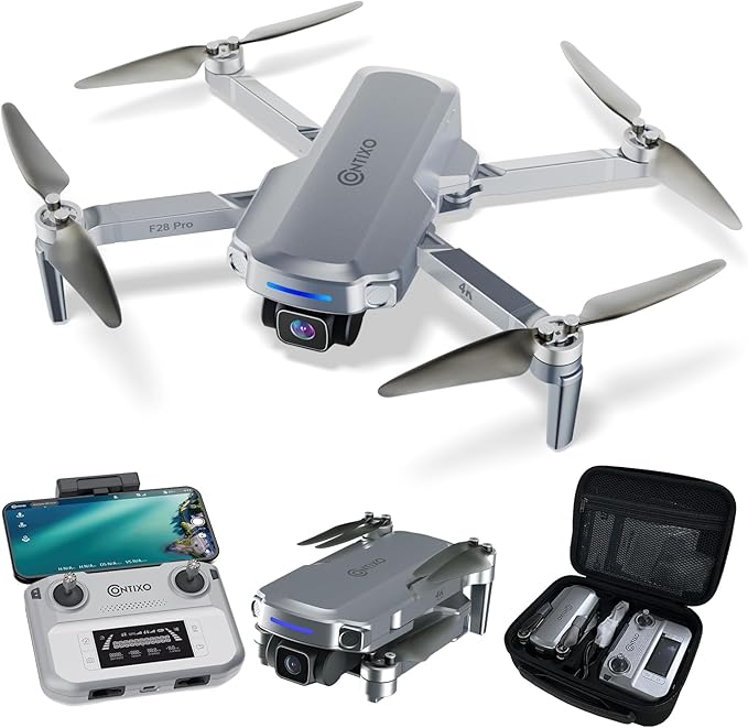 Contixo Mini GPS Drone With 4K Camera, 25 Mins Flight Brushless Motor, Way Point Orbit Mode, Follow Me RC Drones FPV Foldable Quadcopter For Beginner Adults Teenagers Kids