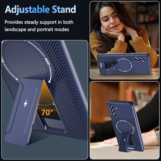 OWKEY Case Samsung Galaxy A13 5G, Magnetic Phone Case with Stand & Screen Protector, Anti-Fingerprint Shockproof Protective Case for Samsung A13 (Blue)