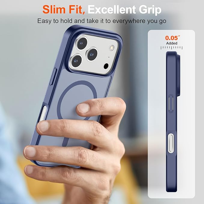 SUPFINE Magnetic for iPhone 17 Pro Case (Compatible with MagSafe)(Military Grade Drop Protection) Translucent Matte Shockproof with Anti-Fingerprint Phone Cover,Lavender Gray