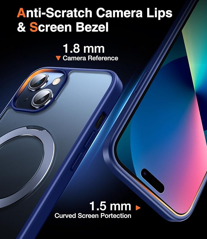 Chicfun 3-in-1 [Magnetic+Kickstand+Ring Holder] for iPhone 14 Plus Case with Stand Ring Holder， Compatible with MagSafe, Military Shockproof Kickstand Phone Case iPhone 14 Plus Cover Blue