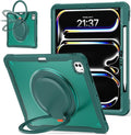 Batianda for iPad Pro 13 inch Case 2025 M5 2024 M4 Chip Lightweight Dual-Layer Protective Tablet Cover, Durable Shock-Absorbing Corners with 360° Rotating Kickstand Ring Built-in Pen Slot, Teal