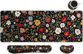 MIBITRI Keyboard Mouse Pad Set, Extended Gaming Mouse Pad+Ergonomics Keyboard Wrist Rest Support, Memory Foam, Easy Typing Pain Relief, 4Pcs XXL Ultra Thick Desk Mat, Red Florals