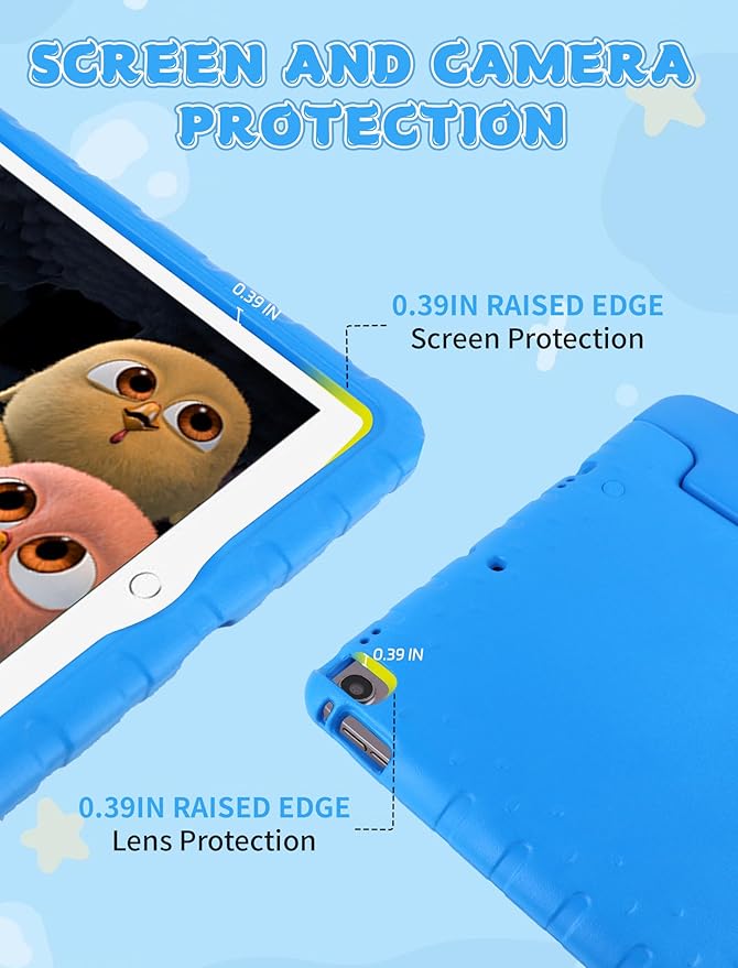 Kids Case for iPad Pro 12.9 2017(2nd Gen)/2015(1st Gen) with Pencil Holder and Handle Stand, EVA Rugged Cover Compatible with iPad Pro 12.9-inch for Child Boys Girls Toddlers(Blue)